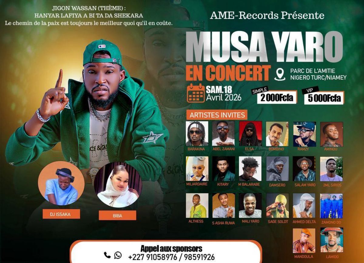 Moussa Yaro en concert à Niamey le 18 avril 2026 | A partir de 14 H