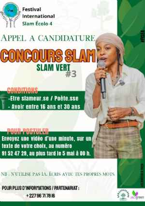 Festival International Slam Écolo 4 : appel à candidatures pour le concours Slam Vert